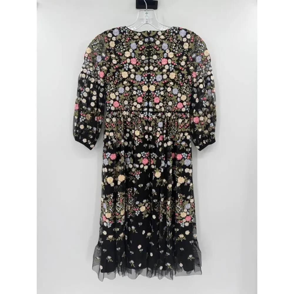 Mac Duggal Girls Floral Embroidered Dress - Black - 10 - New with tags